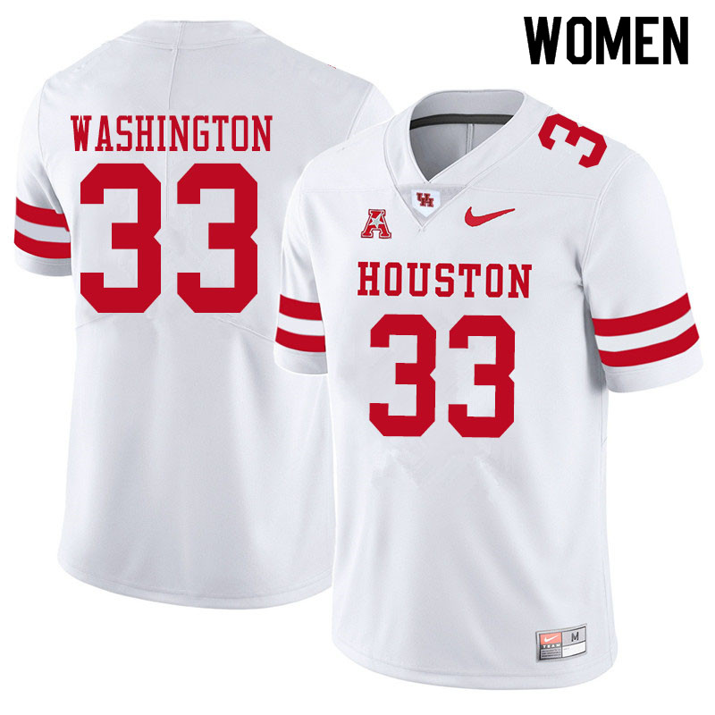 Women #33 Bryce Washington Houston Cougars College Football Jerseys Sale-White - Click Image to Close